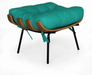 Puff Decorativo Sala de Estar Costela Rib Suede Azul Tiffany