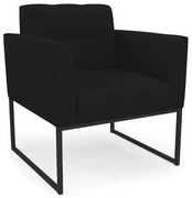 Poltrona Elisa Linho Base Metálica Industrial Preto D03 - D'Rossi - A79 Preto