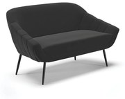 Namoradeira Giovana 02 Lugares Suede Pés Palito de Ferro - D'Rossi - Preto