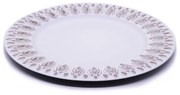 Sousplat para Prato de Mesa Decorativo Branco Com Flores Em Rose 33cm F01 - D'Rossi