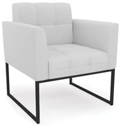 Poltrona Elisa Linho Base Metálica Industrial Preto D03 - D'Rossi - A05 Cinza