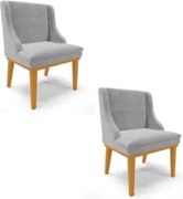 Kit 2 Cadeiras Estofadas para Sala de Jantar Base Fixa de Madeira Cast