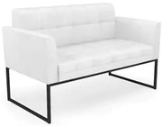 Sofá Namoradeira Base Industrial Preto Ana Sintético PU Branco - Ibiza