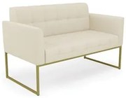 Sofá Namoradeira Base Industrial Dourado Ana Linho Bege - Ibiza