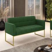 Sofá Namoradeira Elisa Suede Base Metálica Industrial Dourado D03 - D'Rossi  - Verde