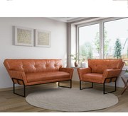 Namoradeira e 2 Poltronas Industrial Pto Anitta Sintét PU D03 - D'Rossi - Nozes