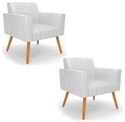 Kit 2 Poltronas Viena Gomada Corano Pés Palito Castanho D03 - D'Rossi - Branco