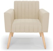 Kit 2 Poltronas Viena Gomada Suede Pés Palito Natural D03 - D'Rossi - Bege