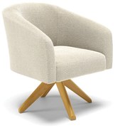 Poltrona Sala Decorativa Giratória Madeira Stella Bouclê D03 - D'Rossi - Bege