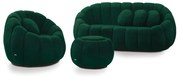 Sofá 2 Lugares com Puff e Poltrona Giratória Orgânica Cloud Bouclê E03 - D'Rossi - Verde