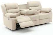 Sofá Reclinável Elétrica Sala de Cinema Hollywood 3 Lugares com Massagem Aquecimento Entrada USB/USB-C PU Bege G94 - Gran Belo