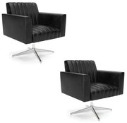 Kit 2 Poltronas Giratória Viena Gomada Corano Base Cromada D03 - D'Rossi - Preto