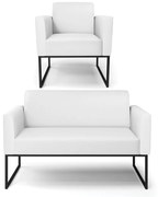 Sofá Namoradeira com Poltrona Base Industrial Preto Marisa Corino D03 - DRossi - Branco