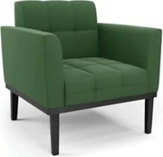 Poltrona Decorativa Base Madeira Preto Ana Suede Verde - Ibiza