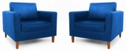 Conjunto 2 Poltrona Decorativa Gabriela Suede Azul Royal