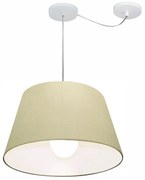 Lustre Pendente Cone Com Desvio Md-4273 Cúpula  21/30x40cm Algodão Crú - Bivolt