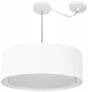 Lustre Pendente Cilíndrico Com Desvio Md-4317 Cúpula em Tecido 60x25cm Branco - Bivolt