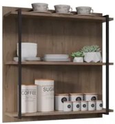 Prateleira Industrial Cozinha Tripla com Painel Flora Z34 Freijó - Mpo