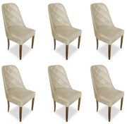 kit com 6 Cadeiras de Jantar Dublin Suede Bege