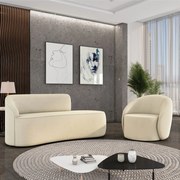Sofá 2 Lugares Orgânico 140cm Morgan e Poltrona Lua Suede Bege