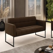 Sofá Namoradeira Elisa Suede Base Metálica Industrial Preto D03 - D'Rossi  - Marrom