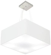 Lustre Pendente Quadrado Md-4006 Cúpula em Tecido 21/50x50cm Branco - Bivolt