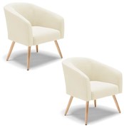 Poltrona Decorativa Pé Palito Natural Kit 2 Stella Cotelê Ext/Veludo D03 - D'Rossi - Off White