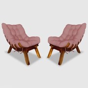 Conjunto 2 Poltrona Decorativa Costela Veludo Rosê