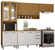 Armário Cozinha CP01 e Tampo Rita Freijó/Ripado/Off Acetinado Z44 - Mp