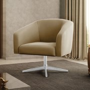 Poltrona Decorativa Giratória Cromada Stella Suede D03 - D'Rossi - Marrom Rato