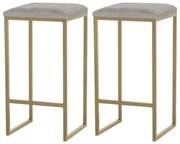 Kit 2 Banqueta Decorativa Billie Base Gold Veludo Cinza G41 - Gran Belo