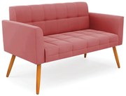 Sofá Namoradeira Elisa Suede Pés Palito Castanho D03 - D'Rossi - Rose