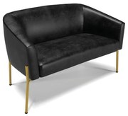 Namoradeira e 2 Poltronas Pé de Ferro Dourado Stella Sintético PU D03 - D'Rossi  - Preto