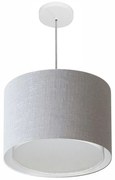 Lustre Pendente Cilíndrico Duplo Md-4292 Cúpula em Tecido 40x30cm Rustico Cinza - Bivolt