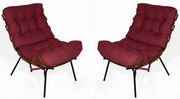 Kit 2 Poltrona Decorativa Costela Suede Bordô