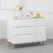 Cômoda Curva Mali 4 Gavetas e 1 Porta - Branco Fosco