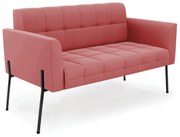 Sofá Namoradeira 2 Lugares Pé de Ferro Preto Elisa Suede D03 - D'Rossi - Rose