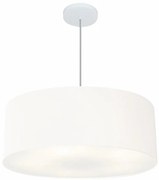 Lustre Pendente Cilíndrico Md-4079 Cúpula em Tecido 60x21cm Branco - Bivolt