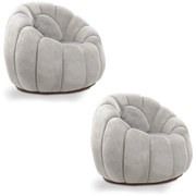 Kit 02 Poltronas Decorativa Orgânica para Sala Cloud Bouclê E03 - D'Rossi - Cinza claro