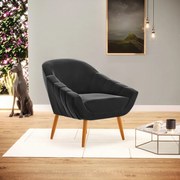 Kit 02 Poltronas Giovana Suede Pés Palito Castanho D03 - D'Rossi - Preto