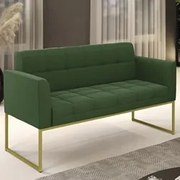 Sofá Namoradeira Base Industrial Dourado Ana Suede Verde - Ibiza