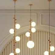 Pendente Aliança Ø20X86Cm 04Xg9 Globo 12Cm - Usina 90010/4 (BT - Branco Texturizado, Branco (Fosco))