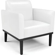 Poltrona Decorativa Base Madeira Preto Maressa Sintético PU Branco - I