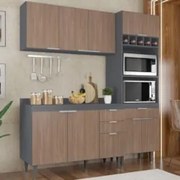 Armário de Cozinha Com Tampo CP02 180cm Pérola Grafite/Freijó Z34 - Mp