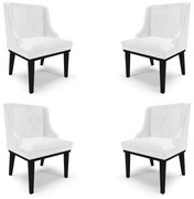 Kit 4 Cadeiras Decorativas Sala de Jantar Base Fixa de Madeira Firenze PU Branco Brilho/Preto G19 - Gran Belo
