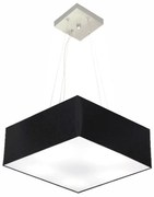 Lustre Pendente Quadrado Md-4196 Cúpula em Tecido 15/45x45cm Preto - Bivolt
