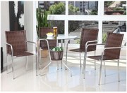 Conjunto de Mesa Jardim Alumínio Fibra 4 Cadeiras Área Externa Castanho