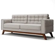 Sofá 210 cm 3 Lugares Sandero C-309 Veludo Bege Claro - Domi