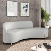 Sofá 4 Lugares Orgânico 220cm Pé Dourado Morgan Linho D03 - D'Rossi - Cinza