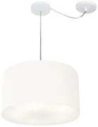 Lustre Pendente Cilíndrico Com Desvio De Centro Md-4166 Cúpula em Tecido 40x25cm Branco - Bivolt